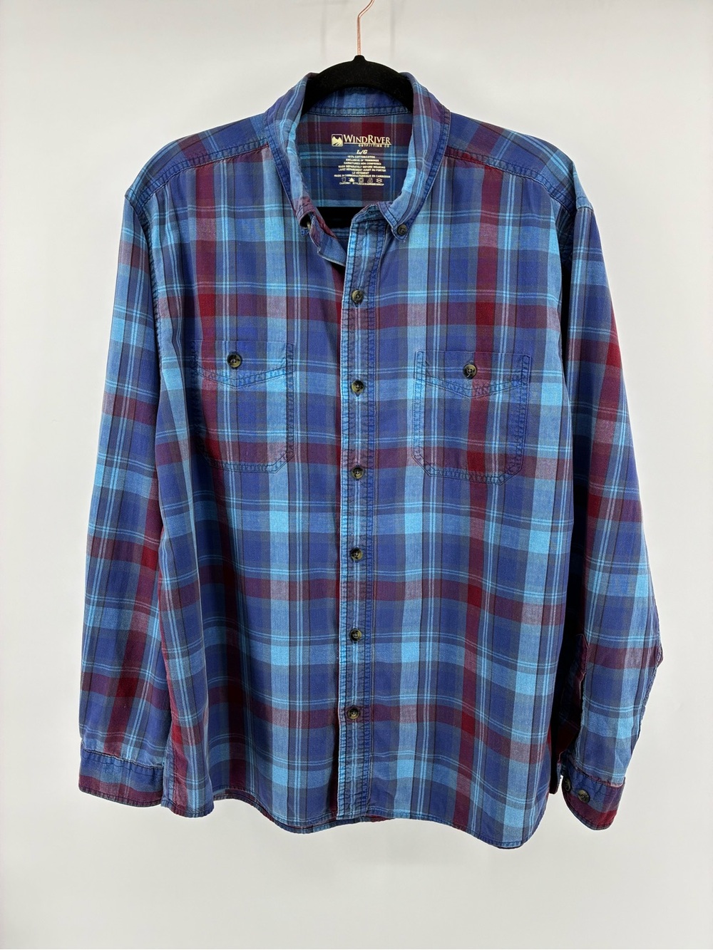 WindRiver Women's Blue Plaid Button-Down Shirt